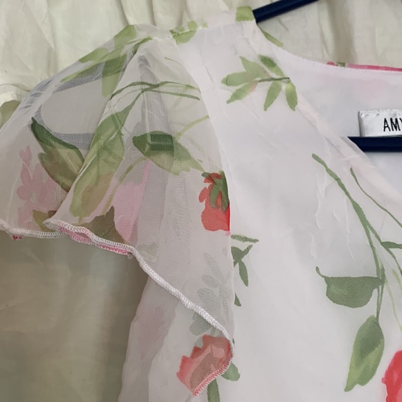 Spring is Here! Flutter Cap Sleeve and Asymmetrical Ruffle Hem - Picture 3 of 5